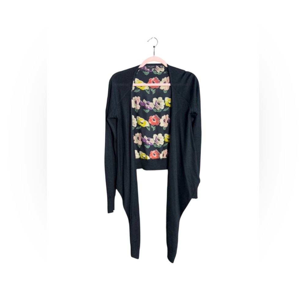 Ted Baker Black Cardigan with Floral Accents‎ Sz 2